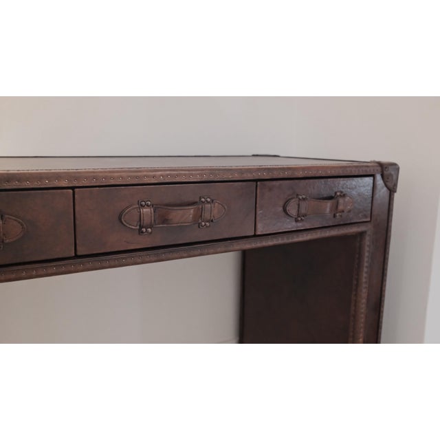 Vintage Steamer Trunk 3-Drawer Desk by Restoration Hardware For Sale In Seattle - Image 6 of 12