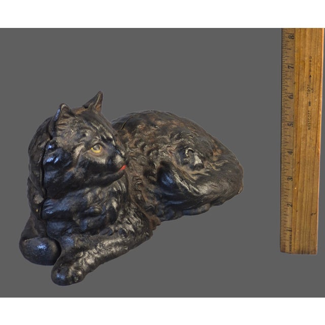 Antique Cast Iron Black Cat Doorstop For Sale - Image 6 of 11