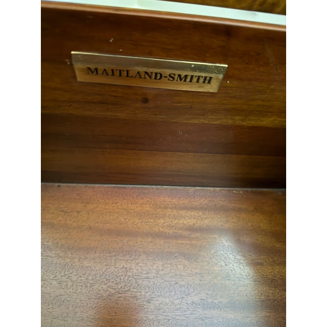 Wood Vintage Maitland-Smith Mahogany Parquetry Box Table For Sale - Image 7 of 14