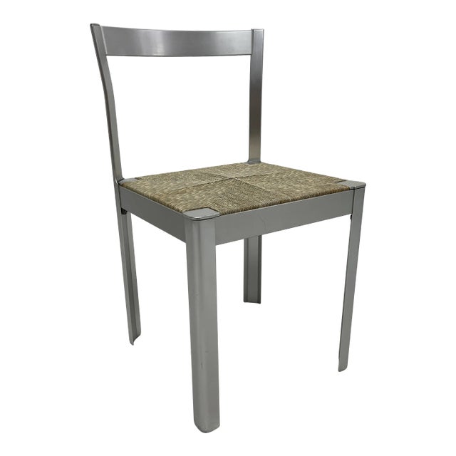 Anodized Aluminum With Cord Seat Vanity, Dining or Side Chair - Italy 1980s For Sale