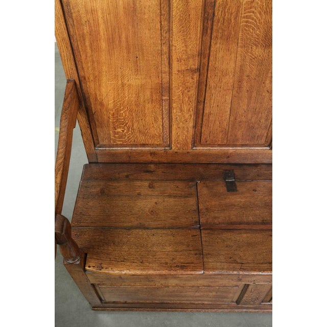 2000 - 2009 Antique English Oak Hall Bench with Storage Space For Sale - Image 5 of 18