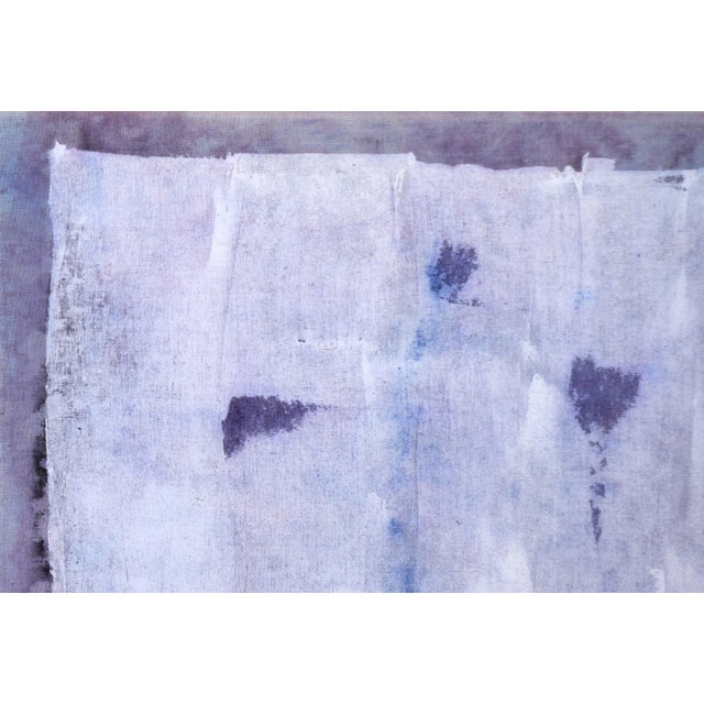 Patterned abstract by D. Whelan (American, 20th Century). A dark background of purple and blue has been unevenly applied...