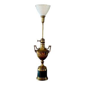 19th Century Tall Brass Torchere Urn Trophy Lamp
