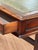 Rectangular mahogany library table fitted with two frieze drawers with turned wooden knobs, the top inset with green...