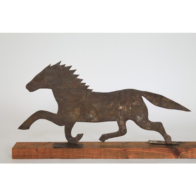 Mid 20th Century Rustic Folk Art Metal Horse on Board For Sale - Image 5 of 9