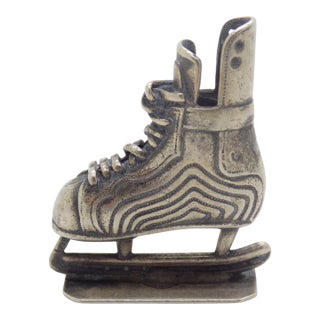 Vintage Italian Handmade Genuine Silver Rare Ice Skates Dollhouse Miniature, Made in Novara (Italy) For Sale