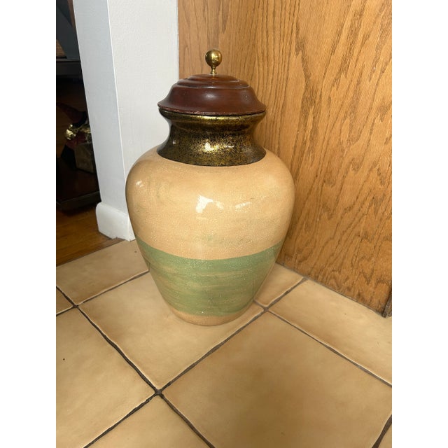 Tan Maitland Smith Painted Urn, 2000s For Sale - Image 8 of 9