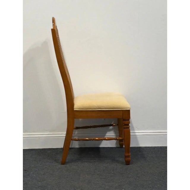 Wood Singer Furniture Solid Pecan Italian Mediterranean Style Cane Back Dining Side Chair For Sale - Image 7 of 12