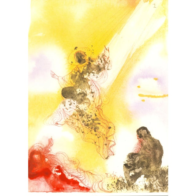 1968 Salvador Dalí Biblia Sacra Lithograph "Sanctus Raphael Et Tobias" (Saint Raphael and Tobias) For Sale