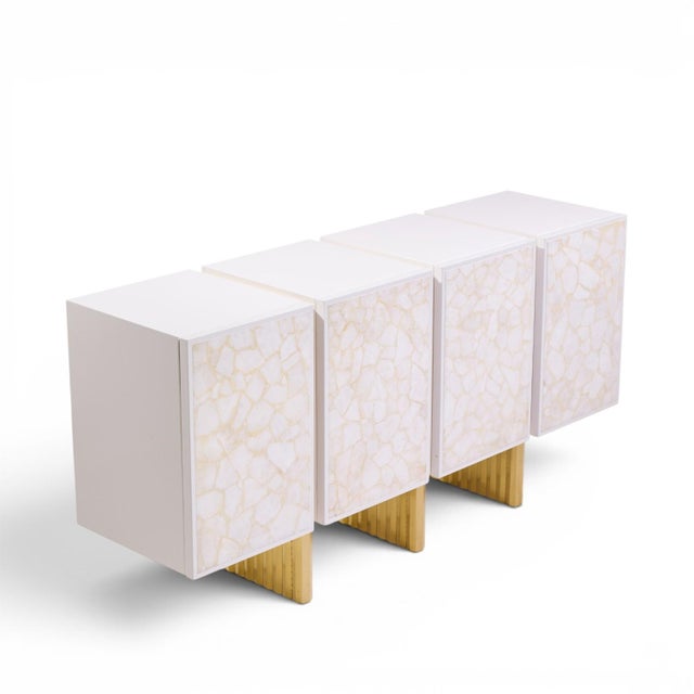 White Baker Kira Mid Century Quartz Front Sideboard Credenza For Sale - Image 8 of 9