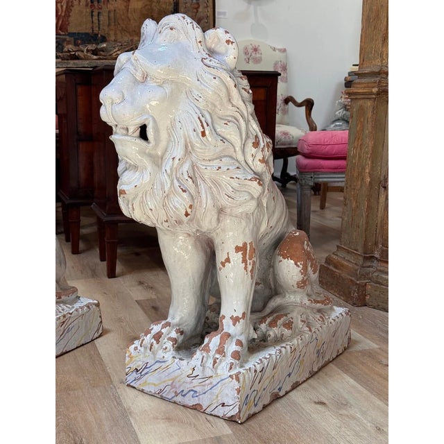 Pair of Late 18th Century Terracotta Lions From Naples For Sale - Image 4 of 7