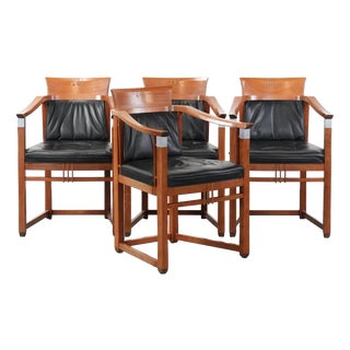 Art Deco Decoforma Series Dining Armchairs in Black Leather from Schuitema, Set of 4 For Sale