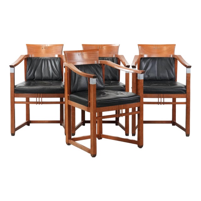 Art Deco Decoforma Series Dining Armchairs in Black Leather from Schuitema, Set of 4 For Sale
