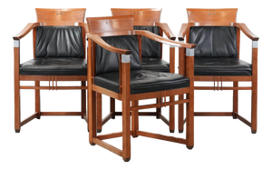Art Deco Decoforma Series Dining Armchairs in Black Leather from Schuitema, Set of 4