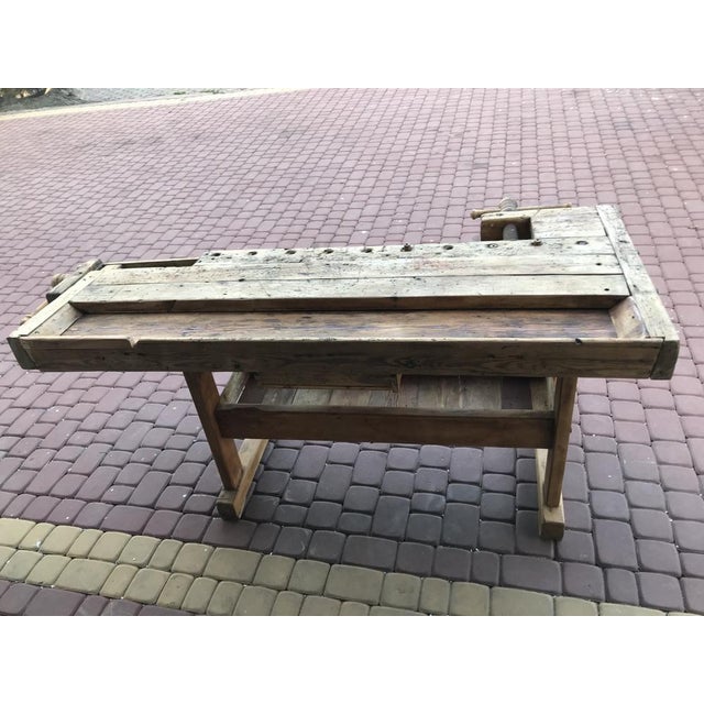 Carpenters Workbench with Drawer and Shelf, 1900s For Sale - Image 3 of 18