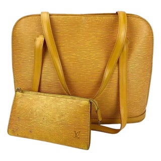 Louis Vuitton Yellow Epi Lussac Tote and Pochette For Sale