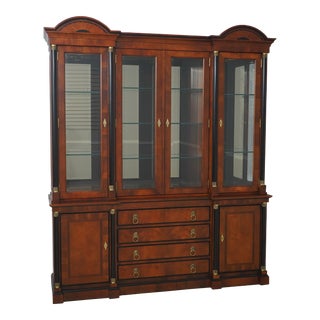 Century French Empire Beveled Glass Breakfront China Cabinet For Sale
