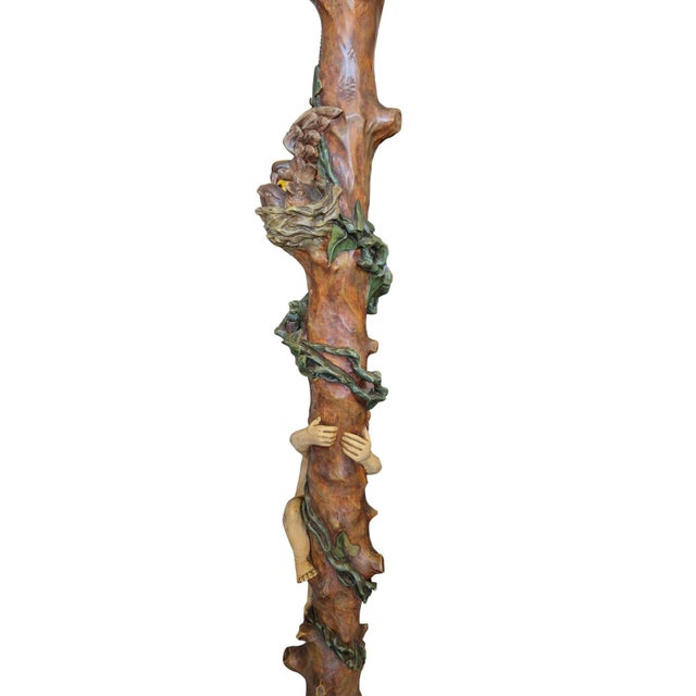 Mid-1800s Carved Wood Floor Lamp with Putti and Birds, 1850 For Sale - Image 9 of 18