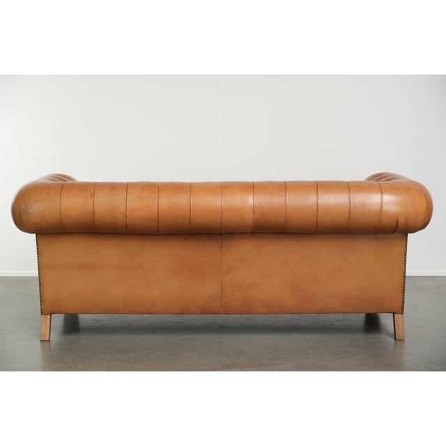 2.5-Seater Chesterfield Sofa in Sheepskin Leather For Sale - Image 3 of 14