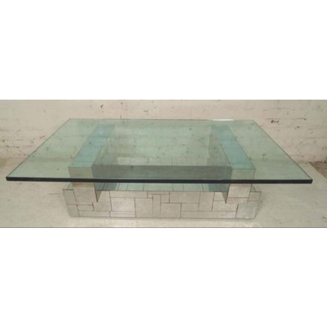 1970s Signed Paul Evans Cityscape Cocktail Coffee Table Chrome Mirror and Glass, an Original, 1970s For Sale - Image 5 of 10