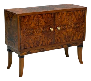 Emilio Lancia Attr., Italian Modern, Walnut Root, Brass, Commode, Italy, 1930s