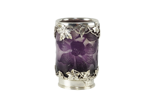 Early Art Nouveau Clematis Vase by Émile Gallé Mit Silbermontur for Cristallerie Nancy, 1895