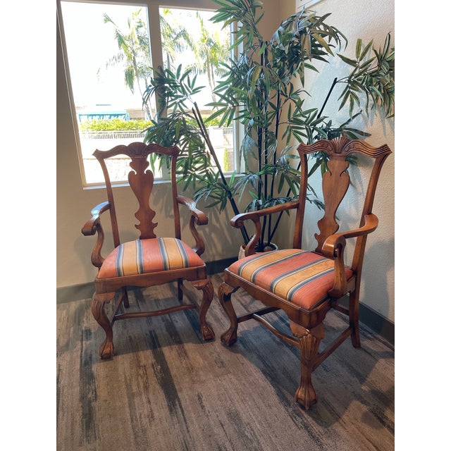 Tangerine 1970s Vintage Chippendale Style Armchairs (Sourced by Swimmer Cole Martinez Curtis) - A Pair For Sale - Image 8 of 12
