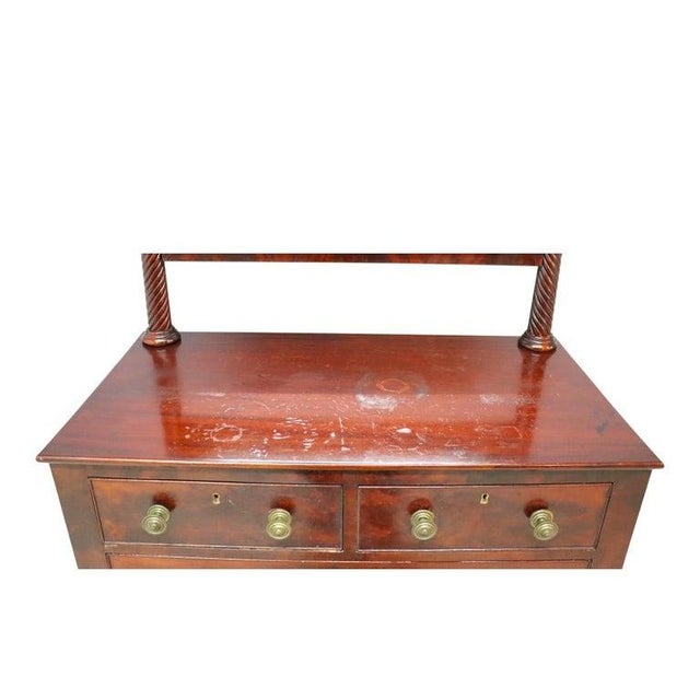 Early 19th Century Sheraton Carved Mahogany 3 Drawer Dressing Table With Barley Twist Legs & Mirror For Sale - Image 11 of 16