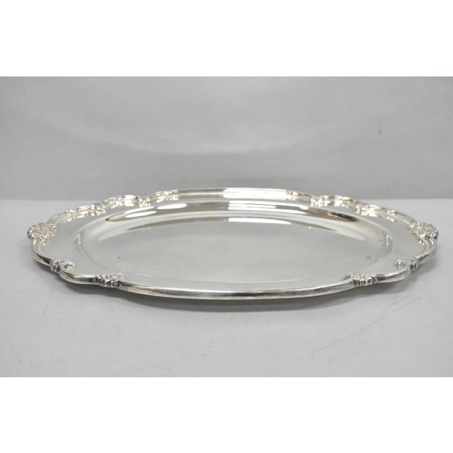 Vintage 1847 Rogers Bros "Remembrance" Oval Silver Plated Serving Platter Tray For Sale - Image 11 of 12