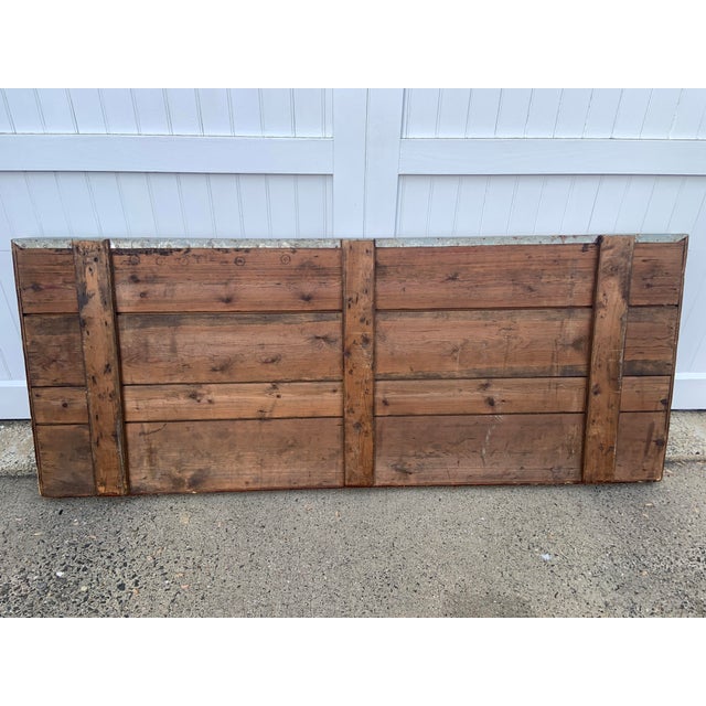 Large Vintage Metal-Topped Rustic Wood Garden Potting Trestle Table For Sale - Image 14 of 15
