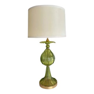 Absinthe Green Seguso Glass Murano Table Lamp For Sale