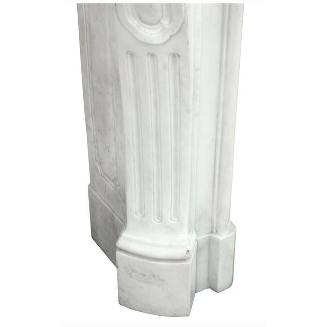 Antique French Louis Vx Style Carved Marble Fireplace Mantel For Sale - Image 4 of 4
