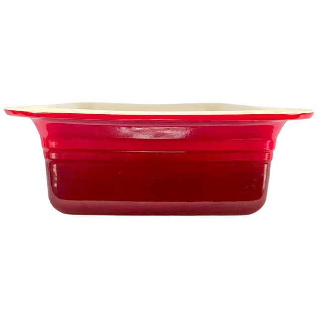 1980s Vintage French Le Creuset Cerise Enameled Cast-Iron Rectangular Roaster For Sale - Image 5 of 12