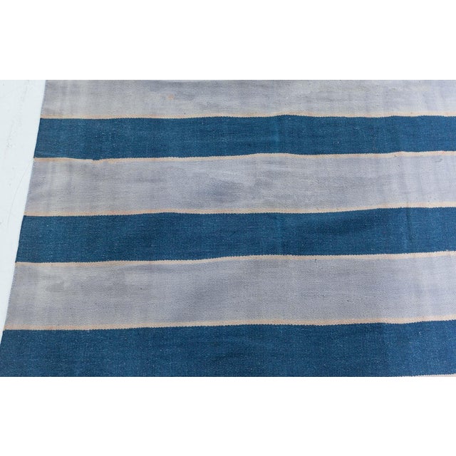 Doris Leslie Blau Vintage Indian Dhurrie Striped Rug For Sale - Image 10 of 11