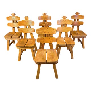 Vintage Brutalist Dining Chairs, 1960s, Set of 6 For Sale