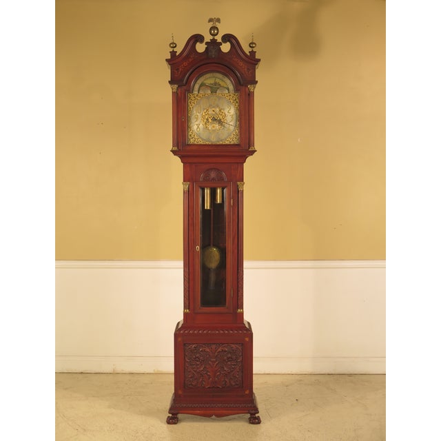 Waltham Antique Carved & Inlaid Mahogany Grandfather Clock Chairish