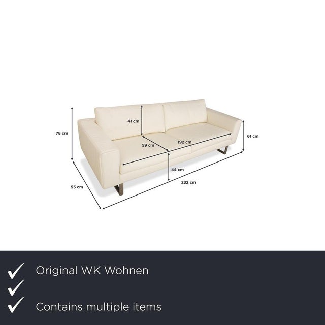 The WK Wohnen WK 620 set consists of two four-seater sofas and features an elegant cream-white color paired with silver...