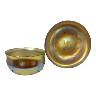 Early 20th Century Tiffany Studios Favrile Art Glass Dessert - A Pair For Sale