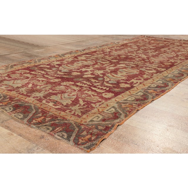 Red Vintage Turkish Oushak Rug, 04'08 X 10'04 For Sale - Image 8 of 10