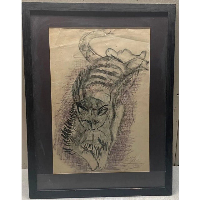 Rare 1945 Original Richard Hayley Lever 'mike the Cat' Mixed Media Color Drawing For Sale - Image 12 of 12