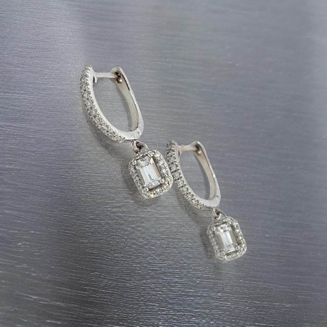 Natural Sapphire Diamond Dangle Earrings 14k WG 1.16 TCW Certified For Sale In New York - Image 6 of 12