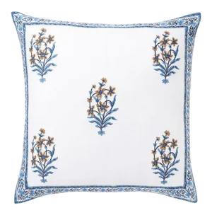 Suman-Nargis Coral, Blue & Camel Reversible Euro Sham