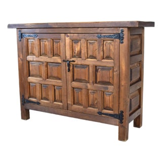 Spanish Baroque Style Tuscan Two Door Cabinet Console For Sale