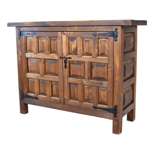 Spanish Baroque Style Tuscan Two Door Cabinet Console For Sale
