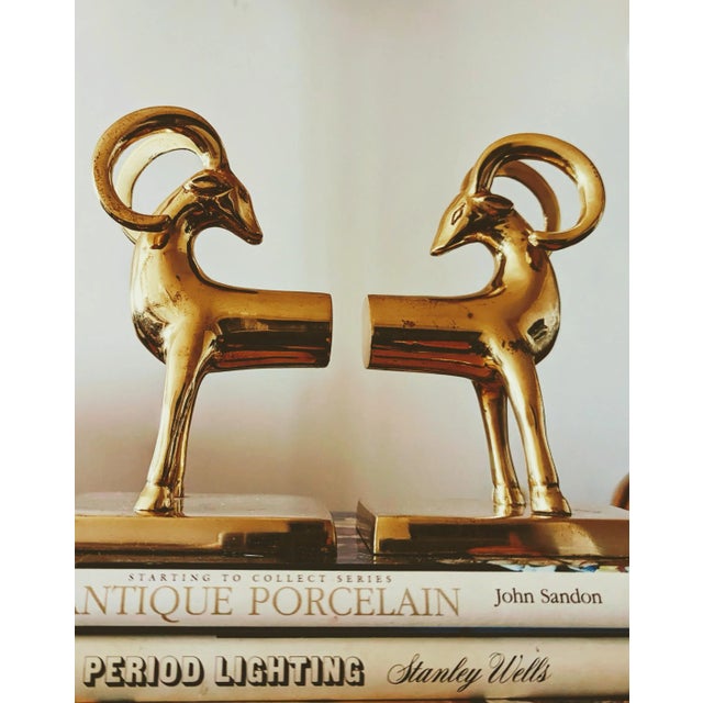 2010's Art Deco Style Brass Gazelle Bookends For Sale - Image 4 of 5