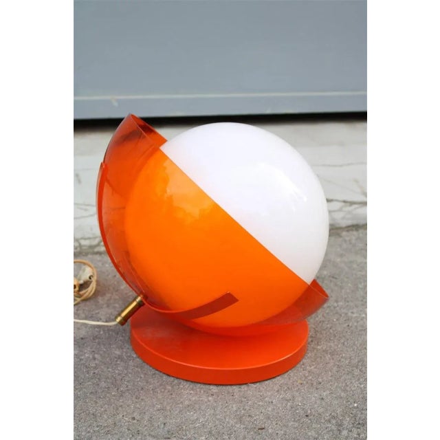 Pop Art Orange White Ball Table Lamp from Guzzini, 1960s, in Very Good conditions. Designed 1960 to 1969 I have official...