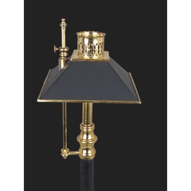 Metal Vintage Chapman Brass Bouillotte Table Lamp With Black Tole Shade For Sale - Image 7 of 13
