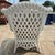 White Late 20th Century Vintage White Wicker Large Wingback Lounge Chair W/ Toile Cushions For Sale - Image 8 of 15