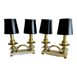 Pair Brass Italian Gio Ponti Style Mantle Table Lamps For Sale