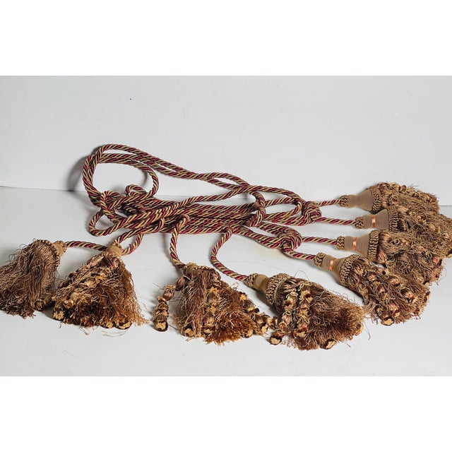 Shabby Chic Vintage 8 PCS Large Silk Tassels With Tiebacks For Sale - Image 3 of 7
